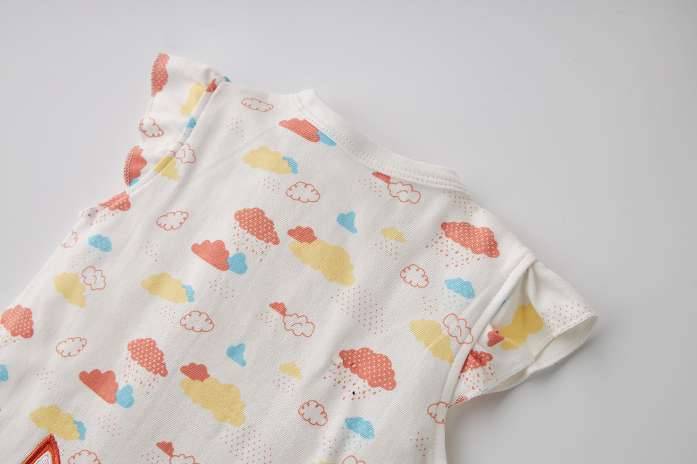 Baby Girl Embroidered Fox Clouds Prints Romper - Little Kooma