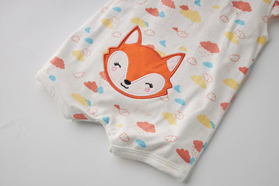 Baby Girl Embroidered Fox Clouds Prints Romper - Little Kooma