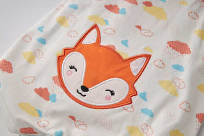 Baby Girl Embroidered Fox Clouds Prints Romper - Little Kooma