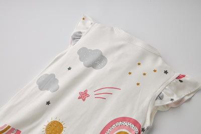 Baby Girl Grey Clouds Rainbow Prints Romper - Little Kooma
