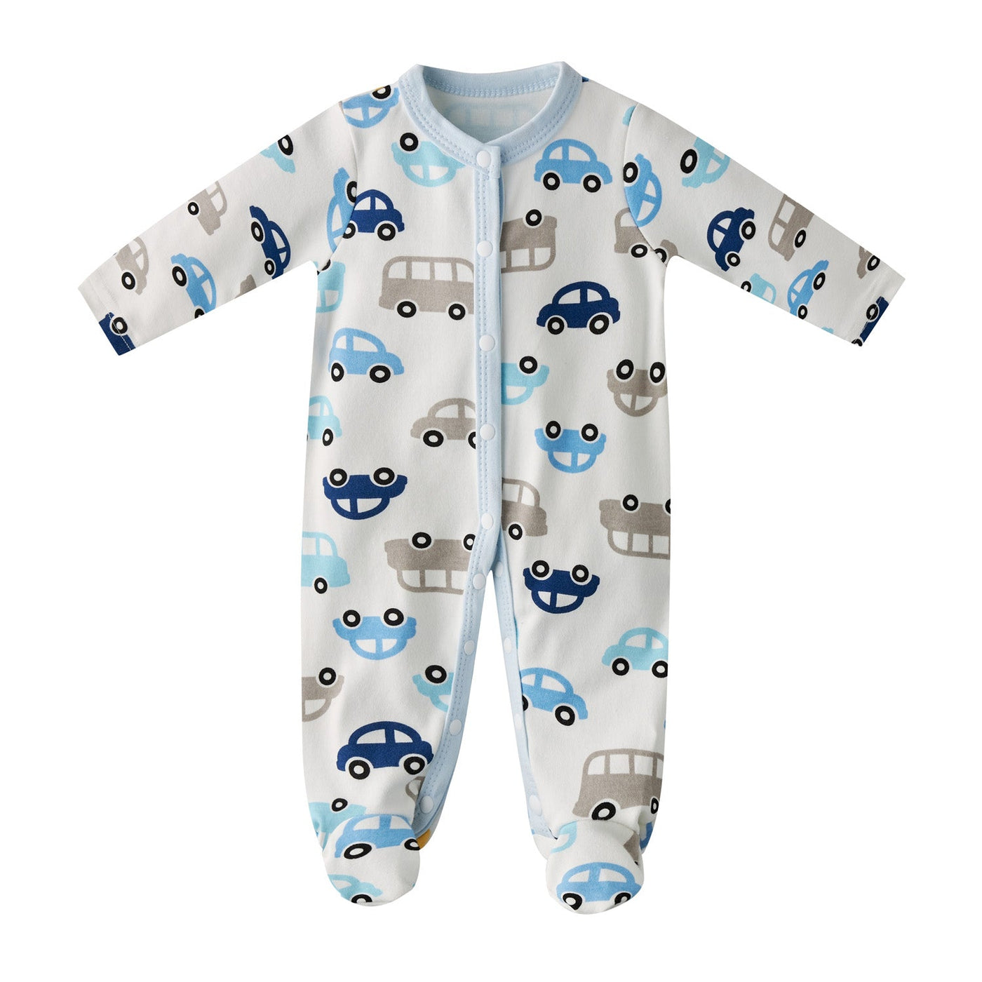 Baby Boy Car Bus Prints Button Sleepsuit All In One Jumpsuit - Little Kooma