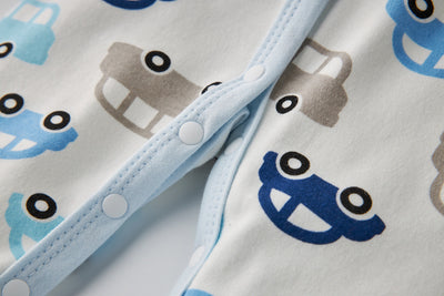 Baby Boy Car Bus Prints Button Sleepsuit All In One Jumpsuit - Little Kooma
