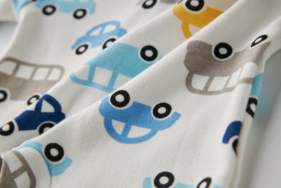 Baby Boy Car Bus Prints Button Sleepsuit All In One Jumpsuit - Little Kooma