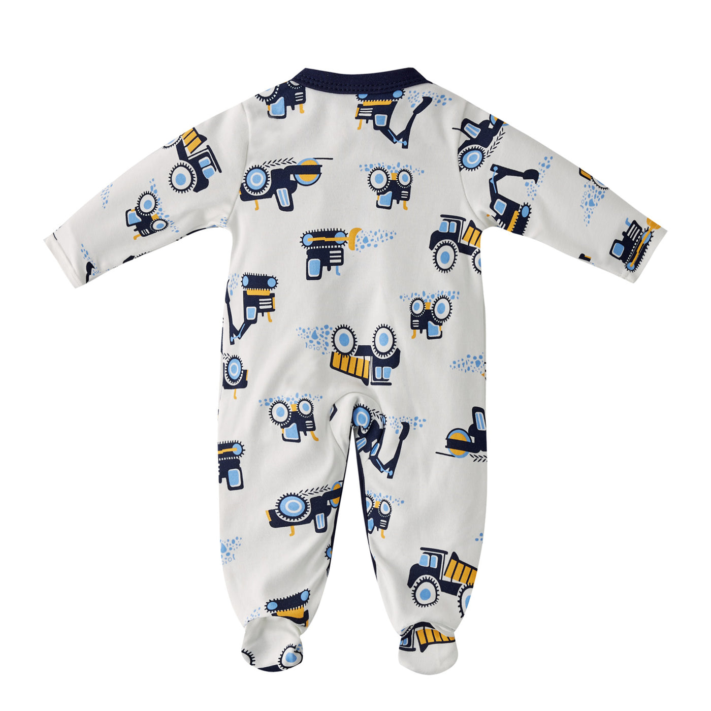 Baby Boy Truck Digger Bulldozer Tractor Vehicles Prints Button Sleepsuit All In One Jumpsuit - Little Kooma