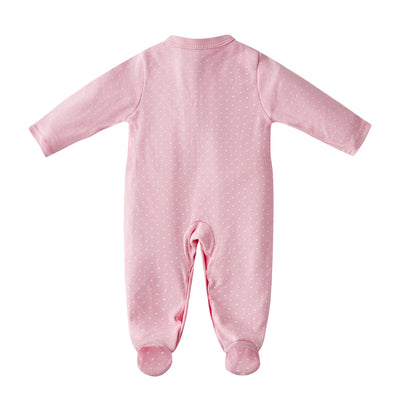 Baby Girl Embroidered Pink Horse Button Sleepsuit All In One Jumpsuit - Little Kooma