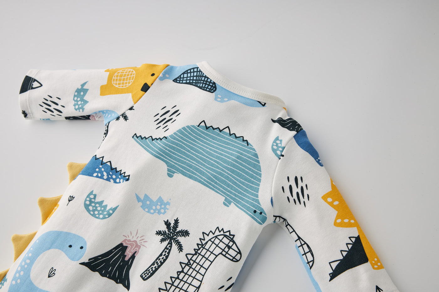 Baby Boy Dinosaur Prints Spikes Two Way Zip Sleepsuit All In One Jumpsuit - Little Kooma