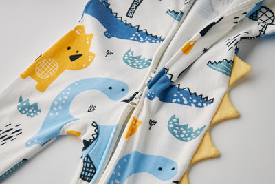 Baby Boy Dinosaur Prints Spikes Two Way Zip Sleepsuit All In One Jumpsuit - Little Kooma