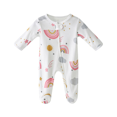 Baby Rainbow Clouds Two Way Zip Sleepsuit All In One Jumpsuit - Little Kooma
