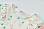 Baby Girl Short Sleeves Ruffled Bodysuit Dress White w Pineapples - Little Kooma