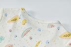 Baby Girl Short Sleeves Ruffled Bodysuit Dress White w Fruits - Little Kooma