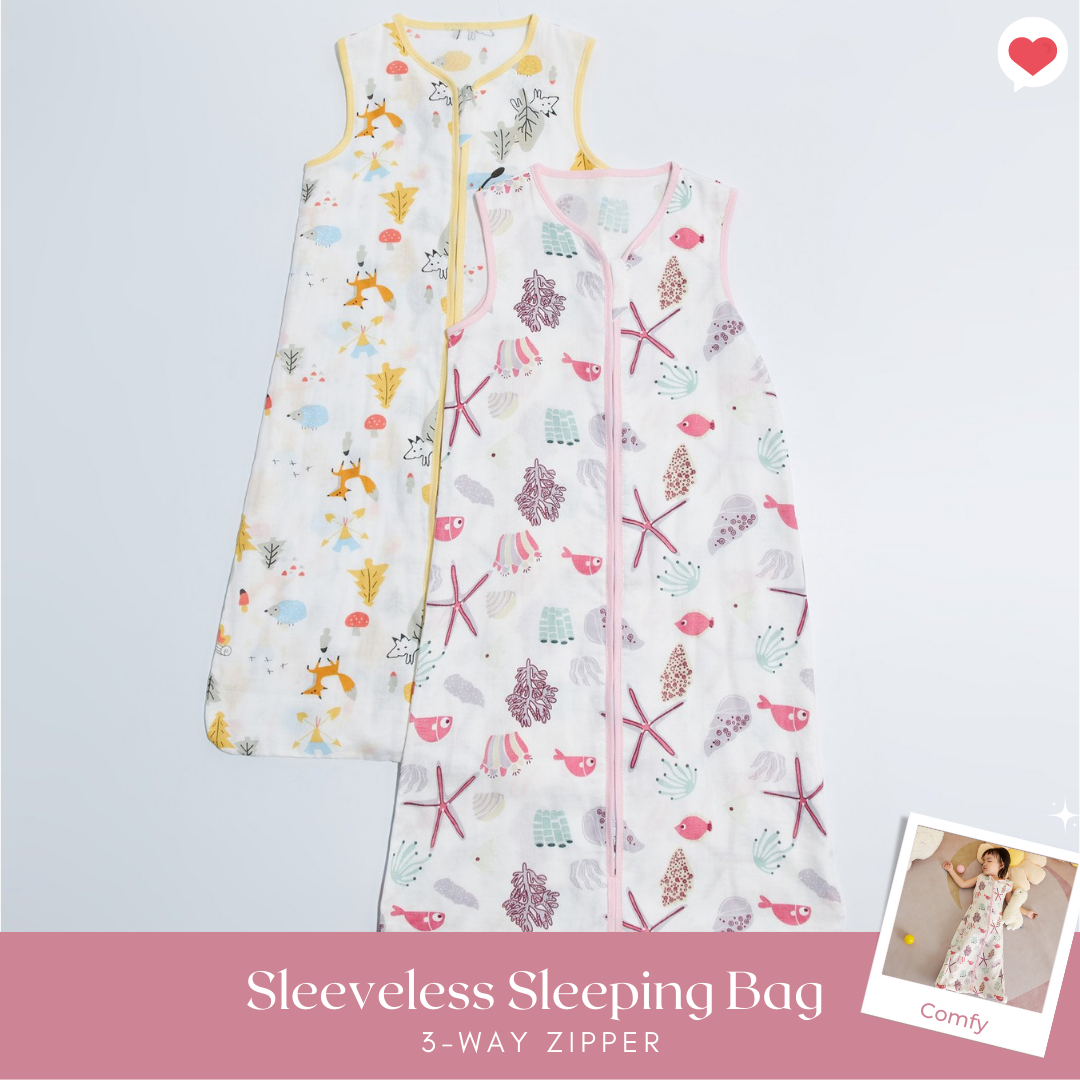 Baby Wearable Muslin Blanket Sleeveless Sleeping Bag 3-Way Zipper Yellow - Little Kooma