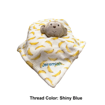 Personalised Luvable Friends Plush Blanket With Sherpa Backing Banana Monkey 40404 - Little Kooma