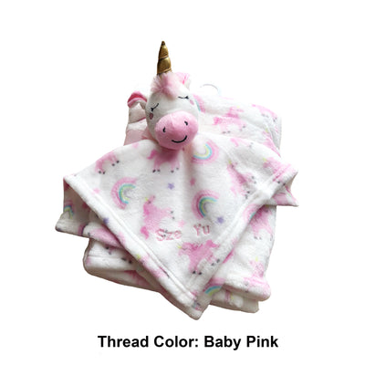 Personalised Luvable Friends Plush Blanket With Sherpa Backing Rainbow Unicorn 40405 - Little Kooma