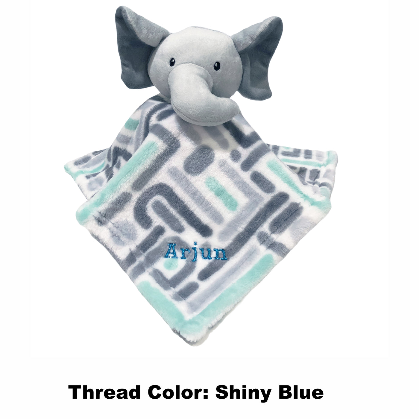 Personalised Luvena Fortuna Plush Blanket n Security Blanket Set Blue Stripe Bear S19628 - Little Kooma