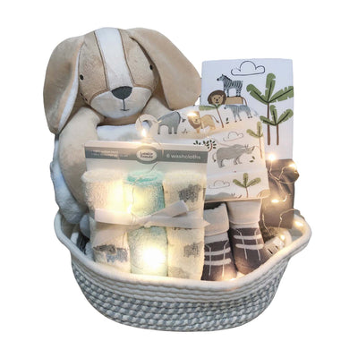 New Born Baby Boy LED Light Diaper Layette Toy Blanket Jungle Animal Gift Hamper - Little Kooma