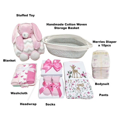 New Born Baby Girl LED Light Diaper Layette Toy Blanket Bunny Deer Gift Hamper - Little Kooma