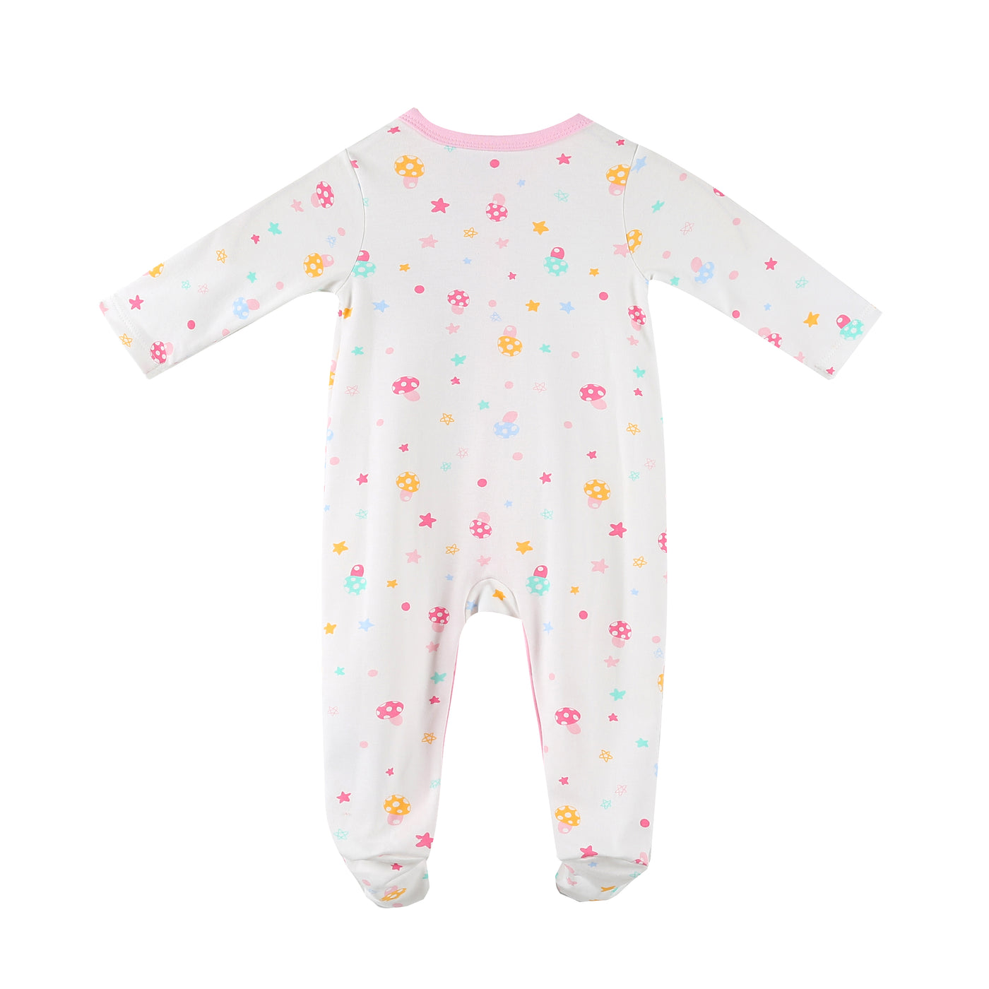 Baby Embroidered Flamingos Colourful Mushrooms Button Sleepsuit All In One Jumpsuit - Little Kooma