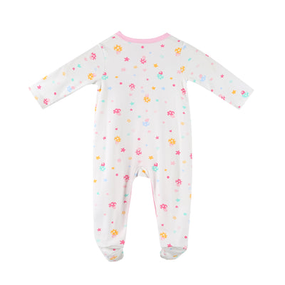 Baby Embroidered Flamingos Colourful Mushrooms Button Sleepsuit All In One Jumpsuit - Little Kooma