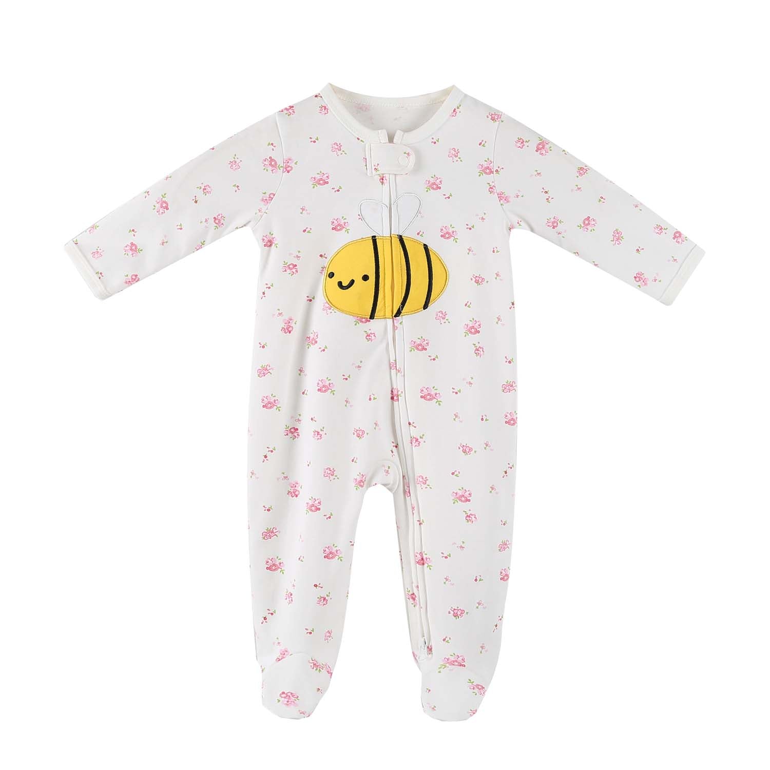 Baby Embroidered Bee Two Way Zip Sleepsuit All In One Jumpsuit - Little Kooma