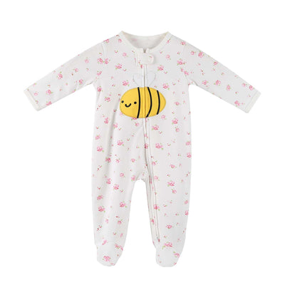 Baby Embroidered Bee Two Way Zip Sleepsuit All In One Jumpsuit - Little Kooma