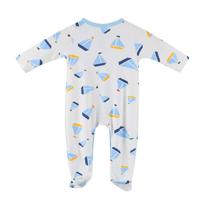 Baby Embroidered Ship Button Sleepsuit All In One Jumpsuit - Little Kooma