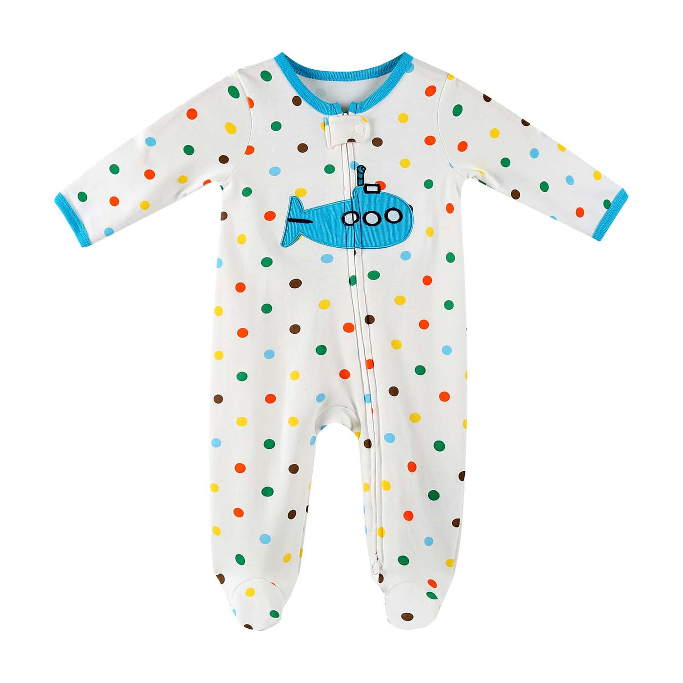 Baby Embroidered Submarine Two Way Zip Sleepsuit All In One Jumpsuit - Little Kooma