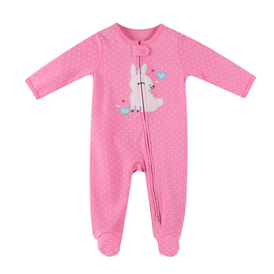 Baby Embroidered Bunny Two Way Zip Sleepsuit All In One Jumpsuit - Little Kooma
