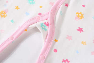 Baby Embroidered Flamingos Colourful Mushrooms Button Sleepsuit All In One Jumpsuit - Little Kooma