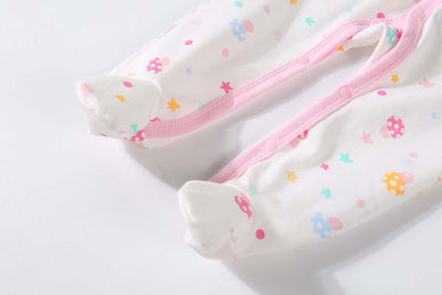 Baby Embroidered Flamingos Colourful Mushrooms Button Sleepsuit All In One Jumpsuit - Little Kooma