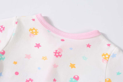 Baby Embroidered Flamingos Colourful Mushrooms Button Sleepsuit All In One Jumpsuit - Little Kooma