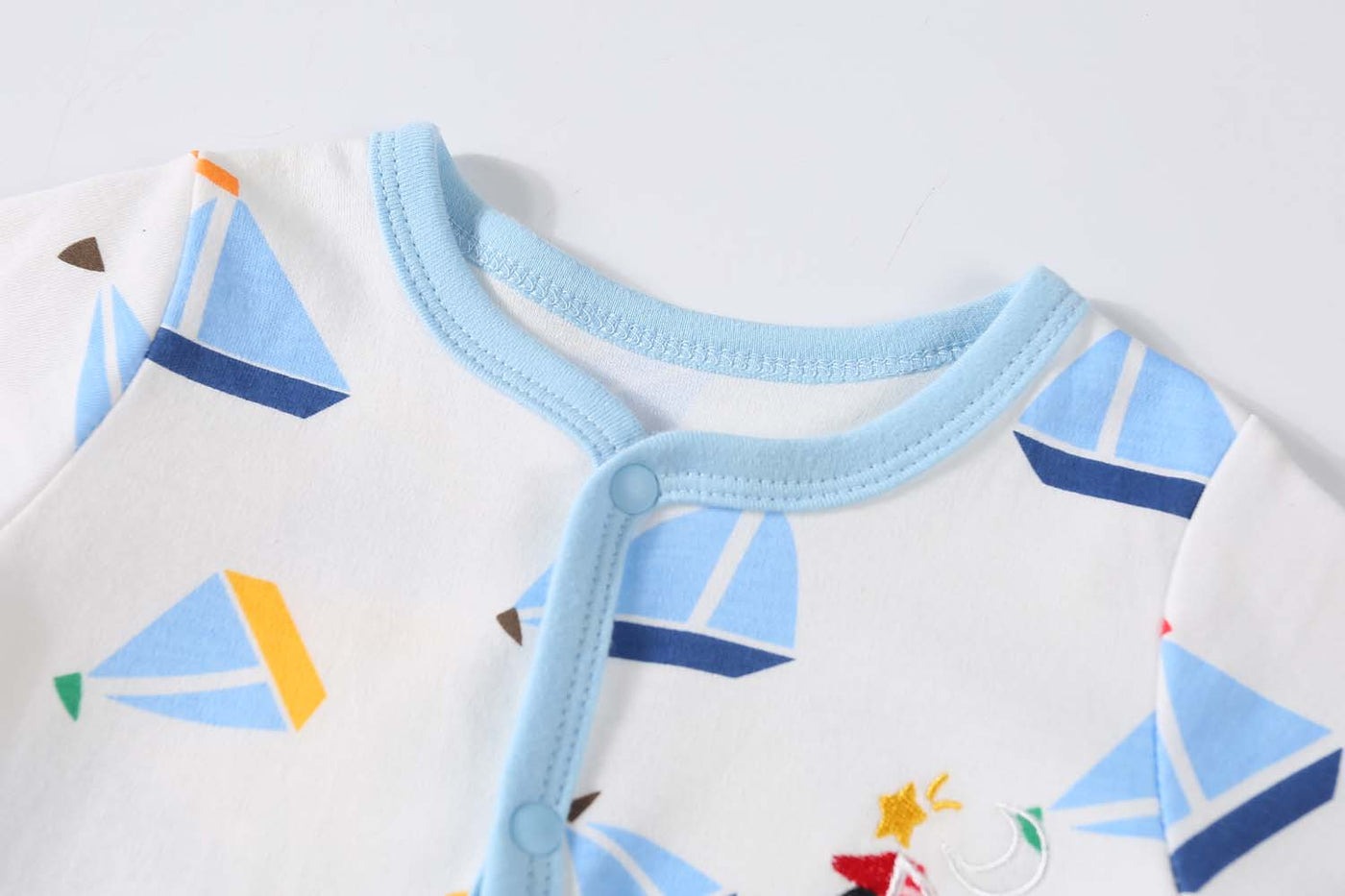 Baby Embroidered Ship Button Sleepsuit All In One Jumpsuit - Little Kooma