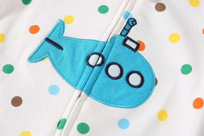 Baby Embroidered Submarine Two Way Zip Sleepsuit All In One Jumpsuit - Little Kooma