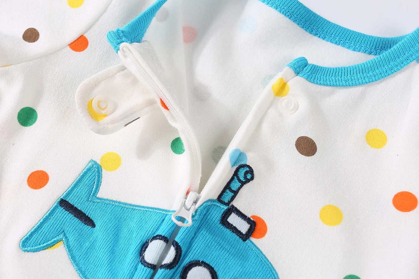 Baby Embroidered Submarine Two Way Zip Sleepsuit All In One Jumpsuit - Little Kooma