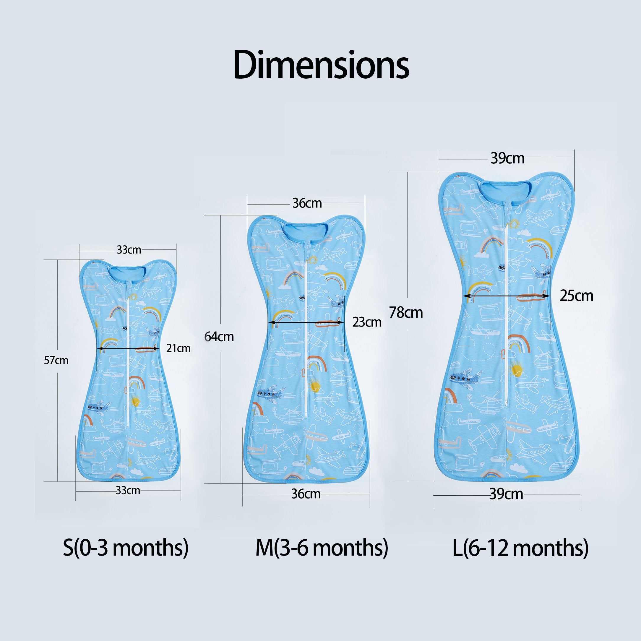 Baby Transitional Swaddle Sack w Arms Up 2-Way Zipper Birds - Little Kooma