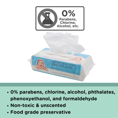 Cloversoft Organic Baby Wipes, Oral Safe, Unbleached Bamboo Pure Water, 70 sheets per pack - Little Kooma