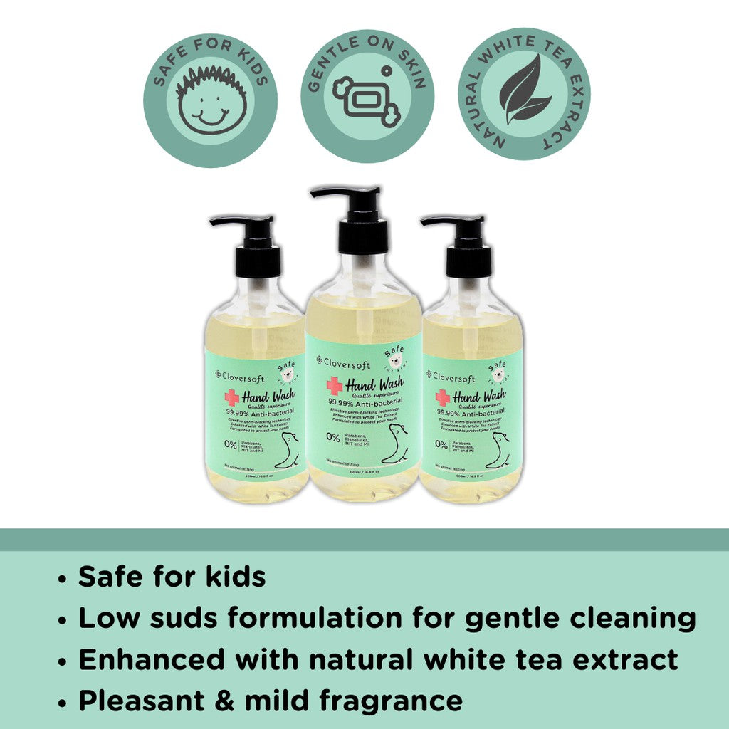 Cloversoft Antibacterial Hand Wash Efficacy Tested - 500ml per Bottle - Little Kooma