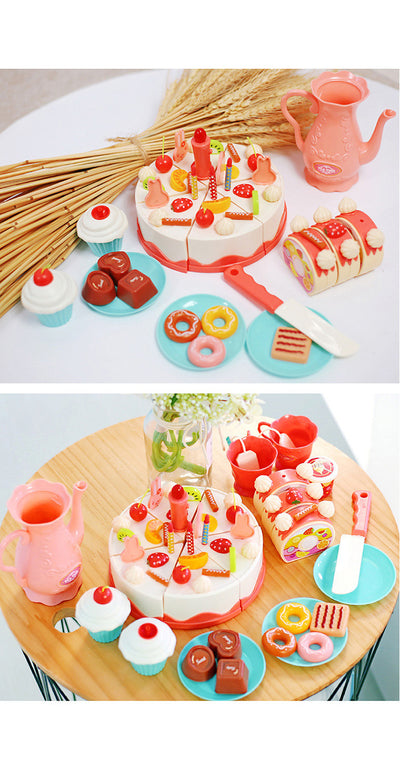 Baby Toddler Kids' Birthday Cake Afternoon Tea Pretend Play Toy Set w Lights & Sound Effects 889-150-82PCS - Little Kooma