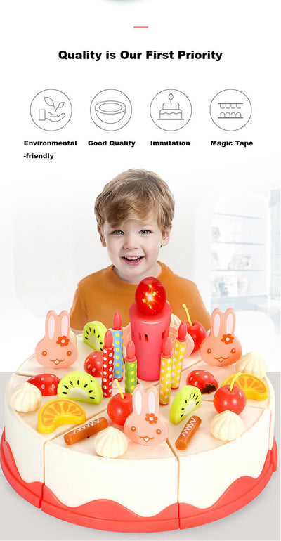 Baby Toddler Kids' Birthday Cake Afternoon Tea Pretend Play Toy Set w Lights & Sound Effects 889-150-82PCS - Little Kooma