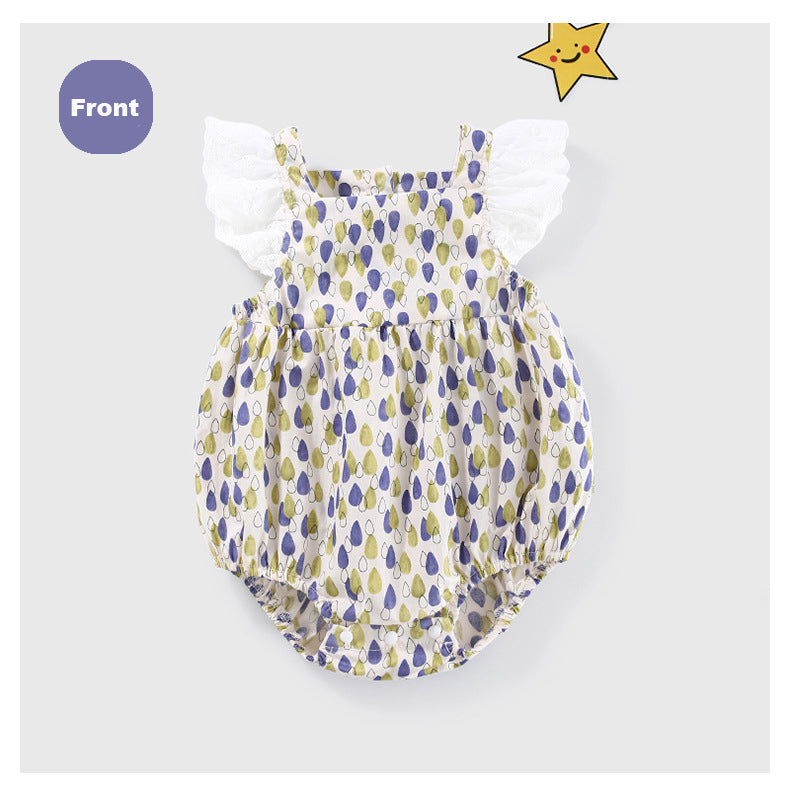 Baby Girl Ruffled Sleeves Water Drops Bodysuit - Little Kooma