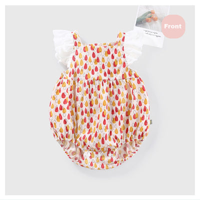 Baby Girl Ruffled Sleeves Water Drops Bodysuit - Little Kooma