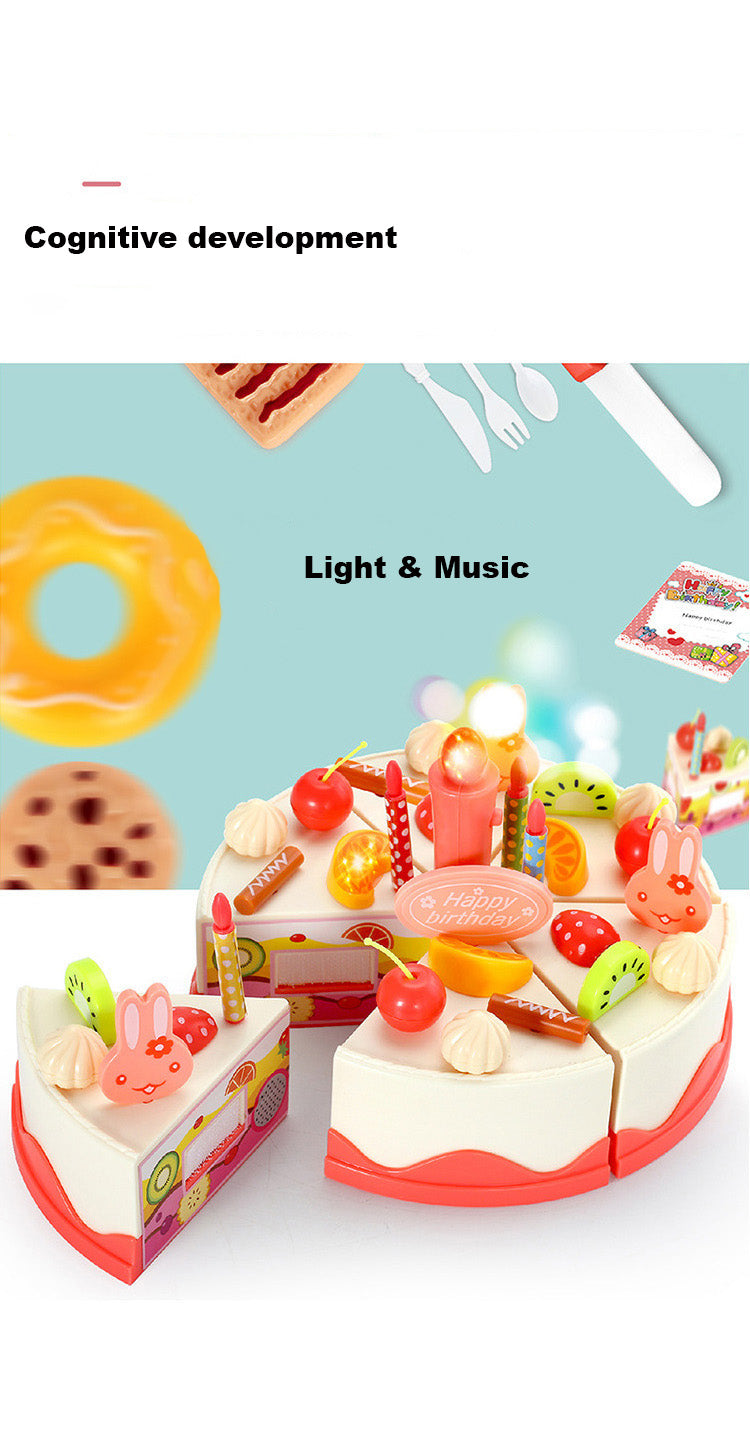 Baby Toddler Kids' Birthday Cake Afternoon Tea Pretend Play Toy Set w Lights & Sound Effects 889-150-82PCS - Little Kooma