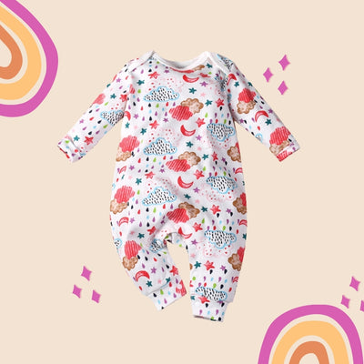 Baby Girl Clouds Moon Star Rain All In One Jumpsuit - Little Kooma