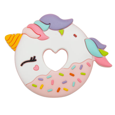 Pink Unicorn Donut Silicone Baby Teether Set - Cotton Candy - Little Kooma