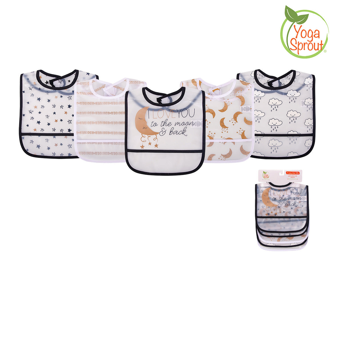Yoga Sprout Baby Peva Waterproof Bib 5pcs 93031 - 0528 - Little Kooma
