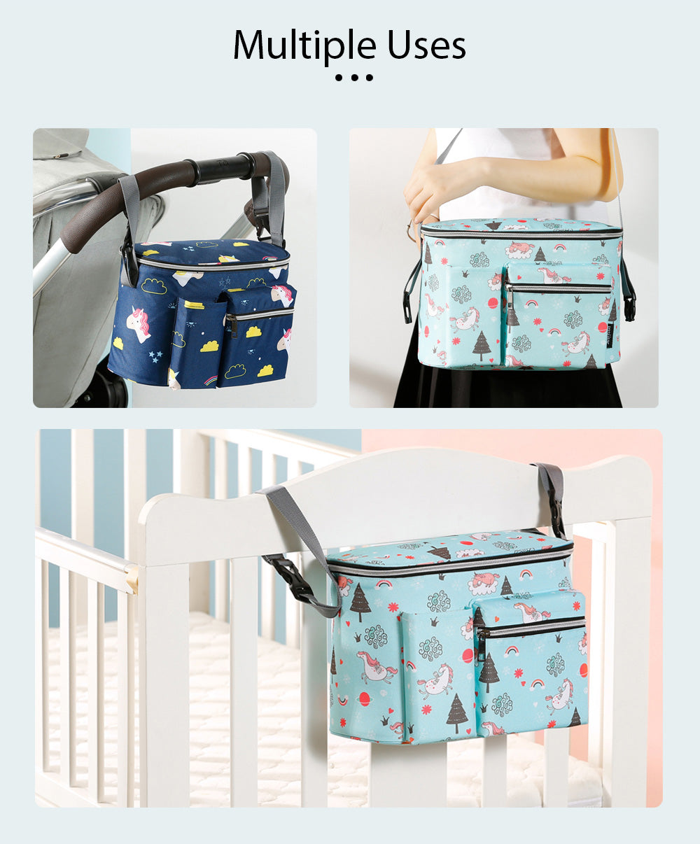 Baby Print Stroller Organizer Bag Pram Hang Pouch - Little Kooma