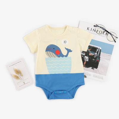 Baby Splicing Bodysuit w Penguin Shark Whale - 1009 - Little Kooma