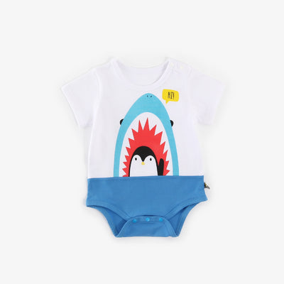 Baby Splicing Bodysuit w Penguin Shark Whale - 1009 - Little Kooma