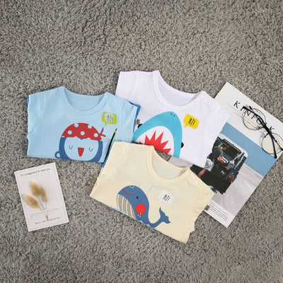 Baby Splicing Bodysuit w Penguin Shark Whale - 1009 - Little Kooma