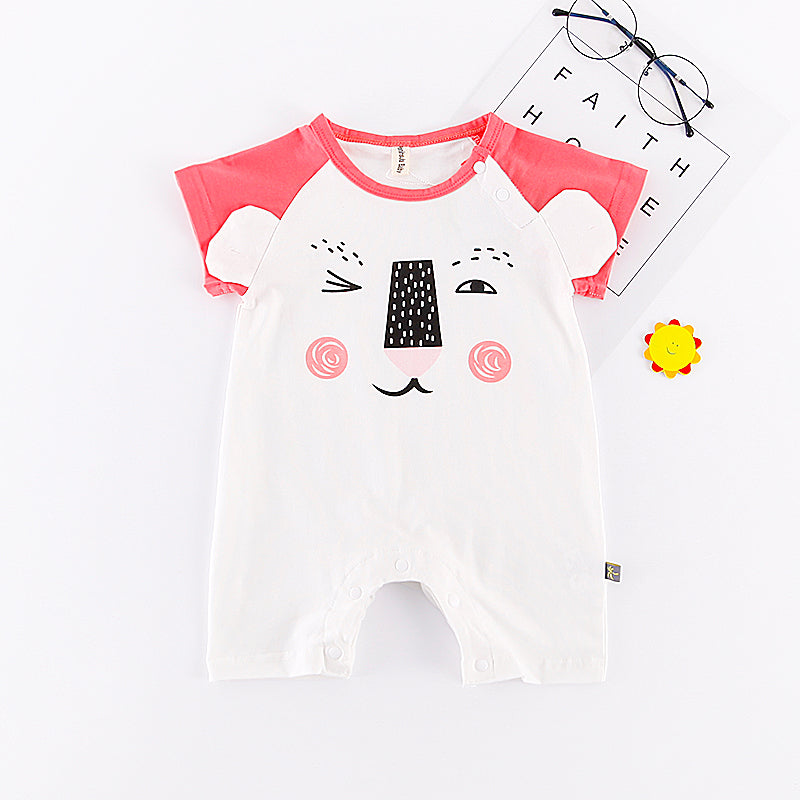 Baby White Lion Red Splicing Sleeves Romper - 0902 - Little Kooma