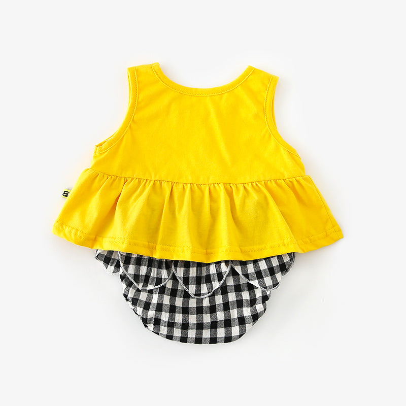 Baby Girl Sleeveless Top n Plaid Knickers Set - 1006 - Little Kooma